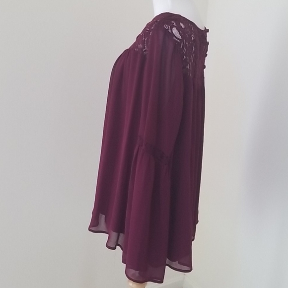 TORRID size 2X dark wine lace long sleeve top - Picture 2 of 9